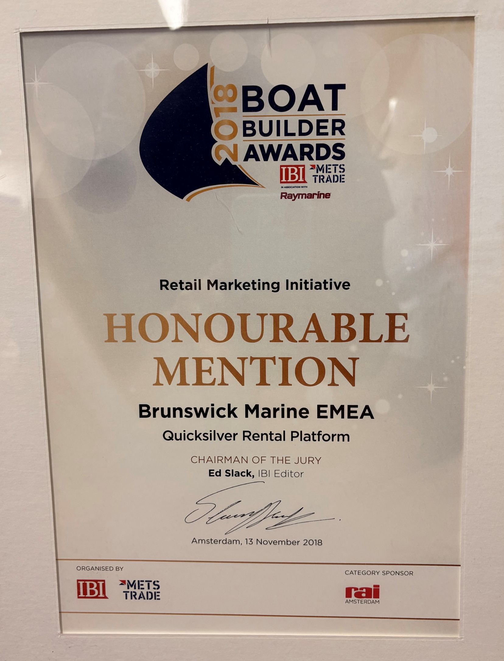 Boat Builder Award Honourable Mention 2018 Quicksilver Rental Platform Reduced